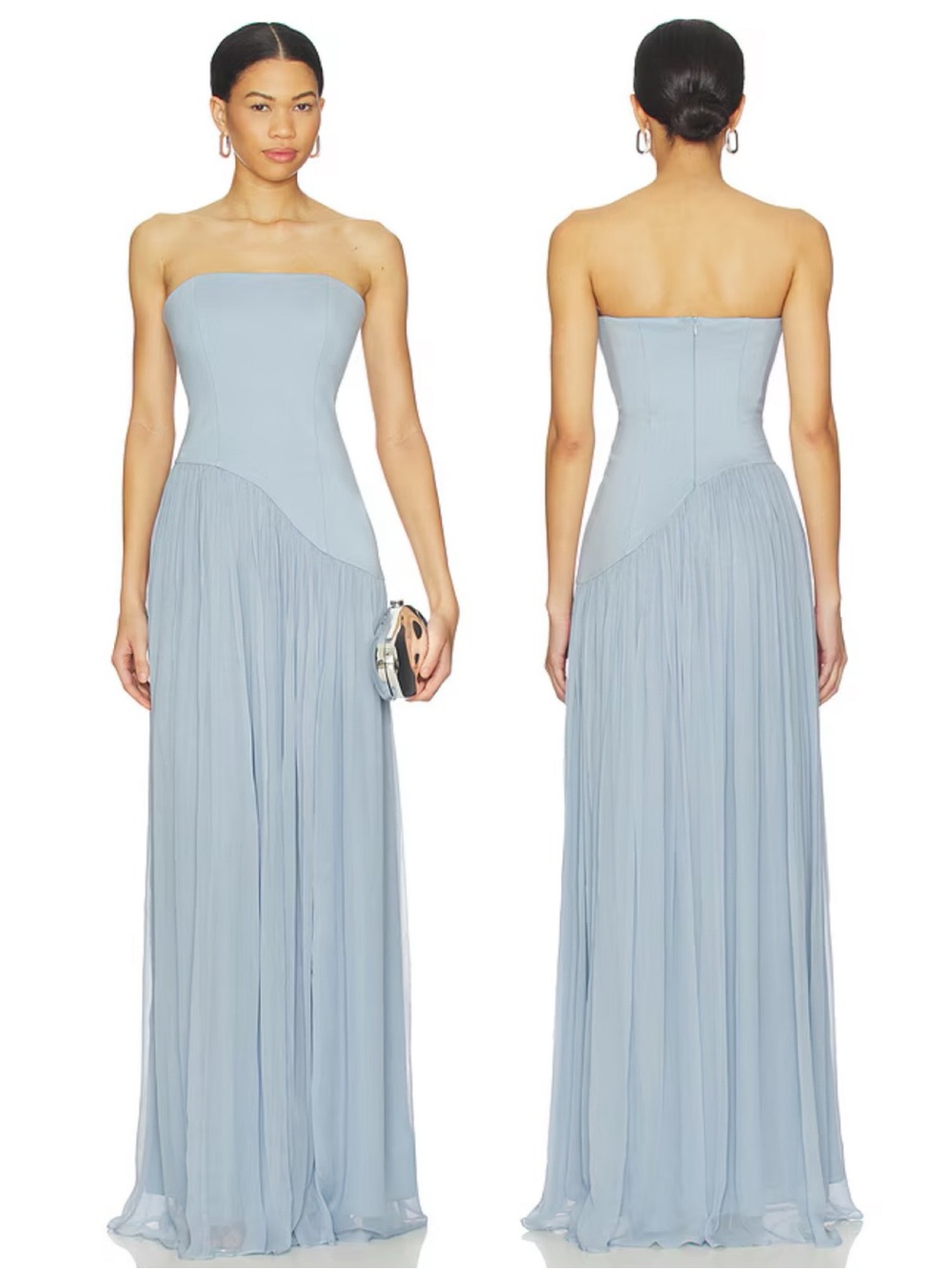 Lovers + Friends Alice Strapless Gown Dusty Blue NEW with tags